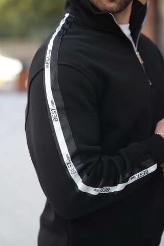 Madmext Siyah Fermuarlı Yarım Balıkçı Yaka Erkek Sweatshirt E7164 Siyah