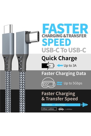 Willowhaven 5m Gümüş-gri Örgülü Vr Bağlantı Kablosu C-c + Adaptör 5gbps Veri Transferi Bakır Çekirdekli