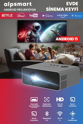 Alpsmart As585 Android Projeksiyon, Wifi, Bluetooth Android 11