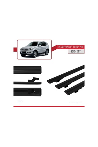 Ssangyong Rexton Y290 2012-2017 Arası İle Uyumlu Basic Model Ara Atkı Tavan Barı Siyah 3 Adet