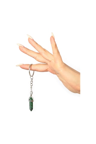Mystic Energy Doğaltaş Rubizoit(Anyolit) Hem Kolye Hem  Anahtarlık Mavi