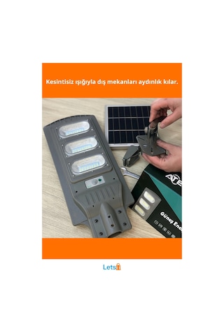 Güneş Enerjili Dayanıklı Sokak Lambası 120w Kablosuz Bahçe Aydınlatma Çok Renkli