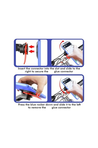 Xuweiwei Mavi Yuvarlak Şok Emici Motosiklet Bisiklet Telefon Tutucu 360 Derece Döner Direksiyon Kelepçesi Titreşim Yalıtıcı