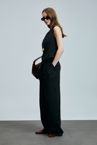 Lufian Asıa Kadın Lyocell Karışımlı Keten Pantolon Siyah Siyah 121190020100100 Siyah