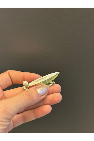 5 x 2 CM Çelik Yaprak Broş Yaka İğnesi Giyim Aksesuarı Altın