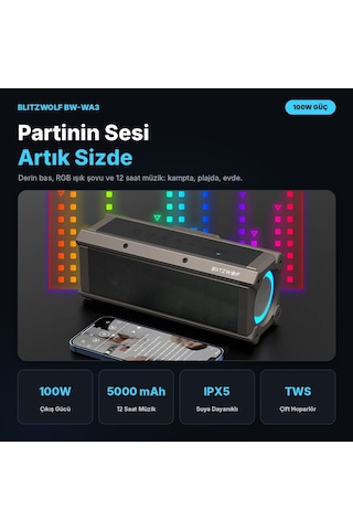 BlitzWolf BW-WA3 100W RGB Bluetooth Hoparlör