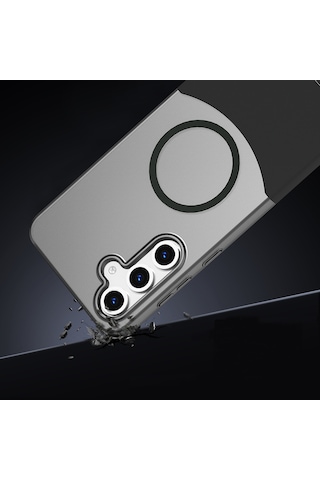 Ariatech Galaxy Uyumlu S25 Plus Kılıf M-safe Şarj Özellikli Mıknatıslı Duble Kapak - Siyah Siyah