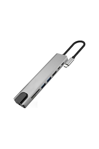 8 in 1 Type-C USB 3.0 Hub HDMI Ethernet Mikro SDTF OTG Adaptörü