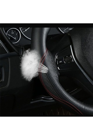 Novahub Turuncu 38cm Hakiki Deri Araba Direksiyon Kılıfı Dört Mevsim Kaymaz Tekerlek Örgü Kapağı İç Aksesuarları Turuncu