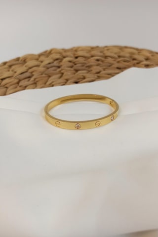 Alaşım Kartier Kelepçe Taşlı Bileklik Gold Çok Renkli