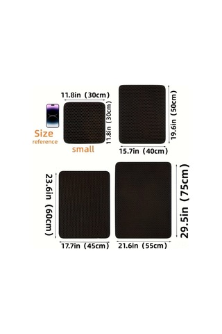 Geeroyoo Eva Çift Katmanlı Kedi Kumu Matı - Kaymaz Tabanlı, Su Geçirmez, Kolay Temizlenebilir, 45x60cm Siyah