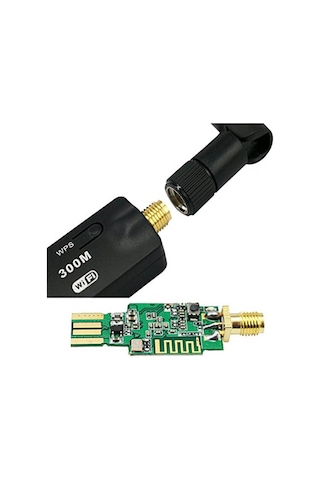 300Mbps Wireless USB Wi-Fi Adaptör Dongle 5Dbi Anten Network Lan