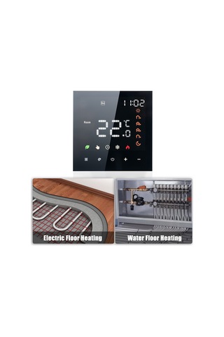 Hfambition Siyah Akıllı 16a Elektrikli Isıtıcı Termostatı - Tuya App İle Programlanabilir, Ses Kontrollü Dokunmatik Ekranlı Sıcaklık Kontrol Paneli