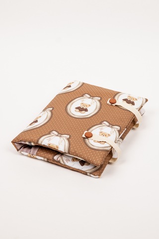 Kitap Ve Defter Kılıfı Ayıcık Desenli Çok Bölmeli Kumaş Organizer 19x26 Cm