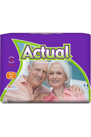 Actual Orta Boy Yetişkin Hasta Bezi Medium Beden 30'Lu