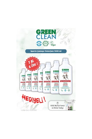 Green Clean 7 Al 6 Öde Sports Çamaşır Deterjanı 1000 Ml Ve Rosie Hediye 1 L
