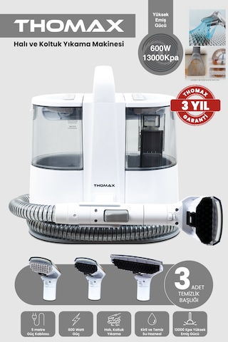 Thomax Dmw001a Koltuk Halı Yıkama Ve Leke Çıkartma Makinesi 1500 Ml Temiz 850 Ml Kirli Su Haznesi 600w Güç