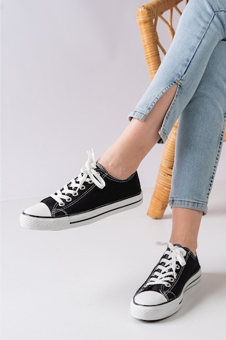 N Moda Unisex Keten Ayakkabı Spor Ayakkabı Günlük Sneakers Kısa Siyah