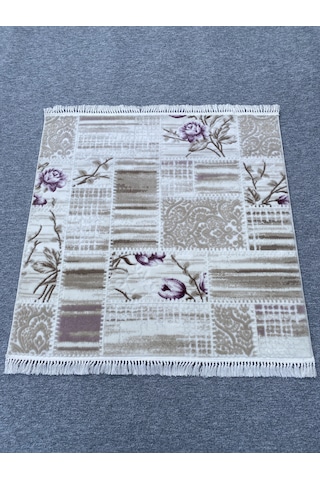 Lila Vizon Kesme Halı 120x120 Akrilik Saçaklı Kesme Halı