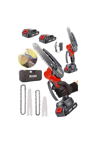 Alman 148 Vf 10 Ah%100 Kömürsüz Motor Akülü Dal Kesme Budama Testere Bıçkı Makinesi 15 Cm Kırmızı