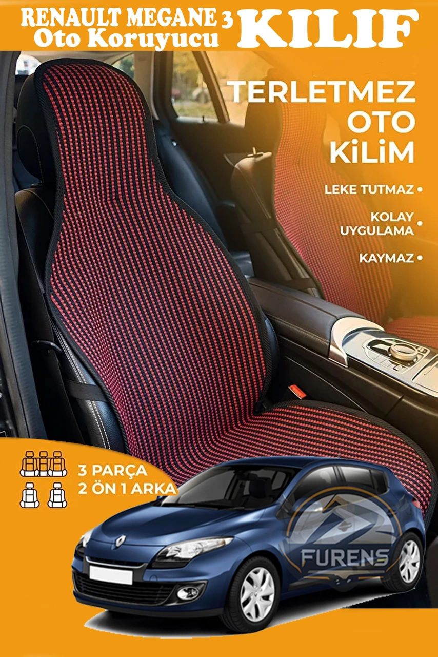 Renault Megane 3 Uyumlu Kırmızı Prestij Serisi Dokuma Kumaş Oto Koltuk Kılıfı Ön Tam Arka Alt