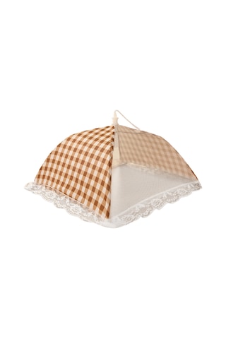 Yuntech01 Küçük Boy Bej Kiremit Desenli Katlanabilir Gıda Kapağı - Entegre Metal Çubuklar Ve Yoğun Ağ - Moskitö Ve Sinek Koruyucu - Piknik, Kamp, Manzaralar İçin Uygun Kahverengi