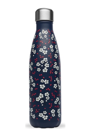 Qwetch QD3470 Çiçek Desenli Isı Yalıtımlı 500 ML Termos - Lacivert