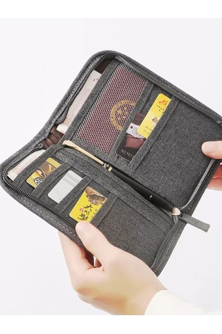Travel Yol Seyahat Belgeleri İçin Gri Cüzdan Organizerı 243748847 Gri