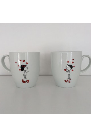 Love Porselen Kupa Sevgiliye Hediye Çok Renkli