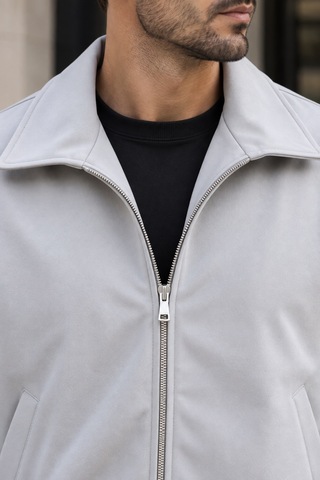 Polo State Erkek Astarlı Fermuarlı Lastik Bel Regular Fit Ceket - Gri