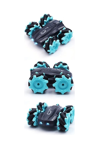 Uzaktan Kumandalı Işıklı Çok Yönlü Drift Tekerlekli Dublör Akrobat Araba Stunt Drift Car - Mavi Mavi