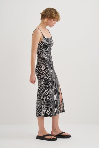 Mathilda Store Kadın Yırtmaç Detaylı Midi Elbise