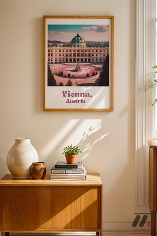 Viyana Seyahat Posteri, Ahşap Çerçeveli Duvar Tablosu - Seyahat Severlere Hediye