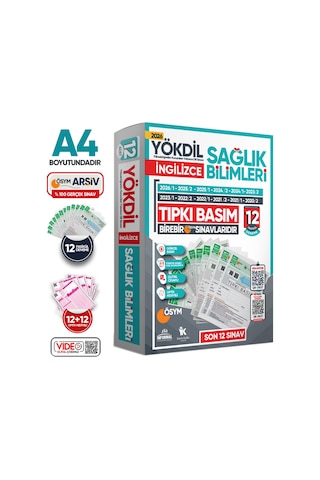 2026 YÖKDİL İngilizce SAĞLIK BİLİMLERİ ÖSYM Çıkmış Soru Tıpkı Basım Paket Deneme 12li Türkiye Geneli