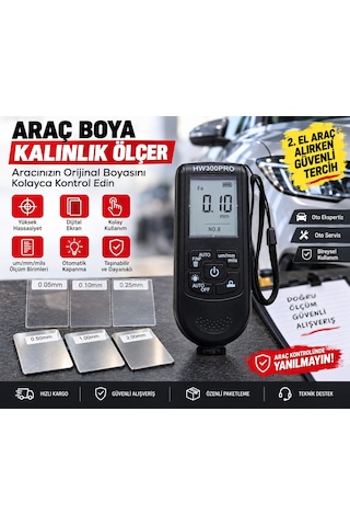 Boya Kalınlık Ölçer Cihazı Boya Ölçüm Cihazı Batarya Dahil Full Akseuar Kaporta Boya Test Cihaz Boya Kalınlık Ölçüm Cihazı Demir Aliminyum