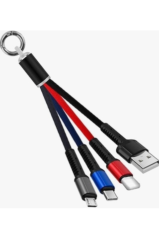 River World 4 Başlıklı Şarj Kablosu Çoklu Anahtarlık
