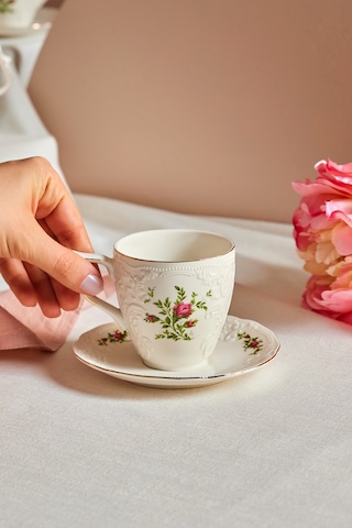 Karaca Vintage Rose Çay Fincanı Ve Tabağı 200 Ml Çok Renkli