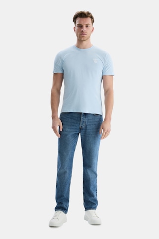 Ucla Bass Gök Mavisi Bisiklet Yaka Baskılı Standard Fit Erkek Tshirt Gök Mavisi