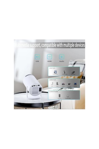 Android Projeksiyon Wifi Bluetooth Ekran Yansıtma Usb Hdmi Girişli 1080p Ev Sinema Projektörü