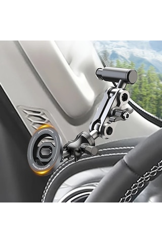 Boatshop1 Siyah Off Road Araç Manyetik Telefon Tutucu A Post Direksiyon Kolu Kamyon Alüminyum Alaşım Destek Çubuğu