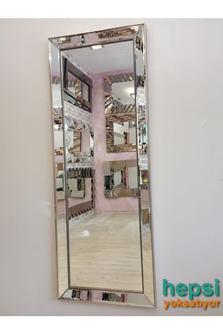 Ayna Çerçeveli Model Eskitme Gümüş Renk Boy Aynası Gümüş