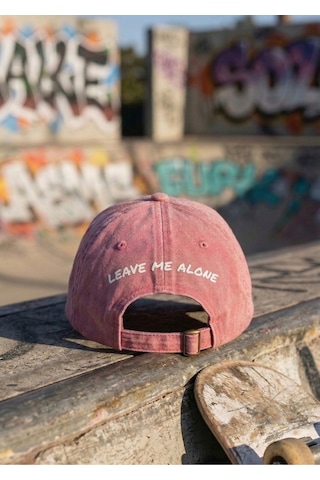 Emybox Unisex Arkası Baskılı Yıkamalı Pamuk Şapka -arkası Yazılı Ayarlanabilir Eskitme Vintage Kep. Pembe
