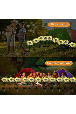 Opulentliving Çok Renkli Ayçiçeği Güneş Işıkları, Su Geçirmez Bahçe Dekorasyonu Çok Renkli