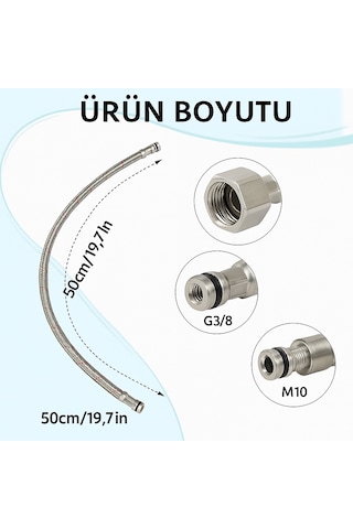 2'li Set 50 Cm Paslanmaz Çelik Batarya Flexi Hortumu Sızdırma