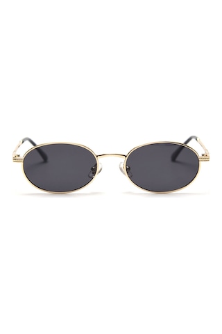 Oval Güneş Gözlüğü Sarı Çerçeve Siyah Cam Unisex