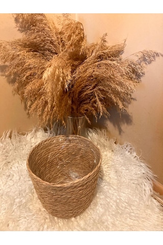 V Şeklinde Hasır Kalın Örgü İçi Poşetli Saksılık En Büyük Boy