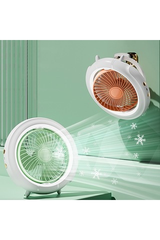 Gece Lambası Masaüstü Katlanır Fan Açık Hava Kamp Asma Mini Fan, Renk: Turuncu Temel