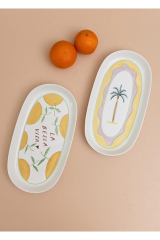 Marka Italian Summer Oval Servis Tabağı 2li 23 Cm Çok Renkli