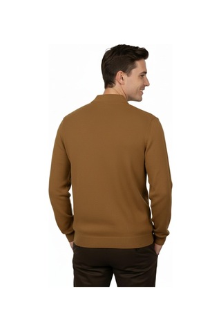 Erkek Regular Fit Polo Yaka Petek Triko Kazak Bgl-st04825 Camel