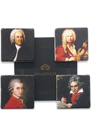 Klasik Müzik Bestecileri Traverten Magnet 4'Lü Set